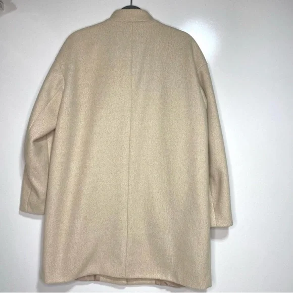 Zara Mid Length Cream Collarless Patch Pocket Coat - Picture 8 of 8